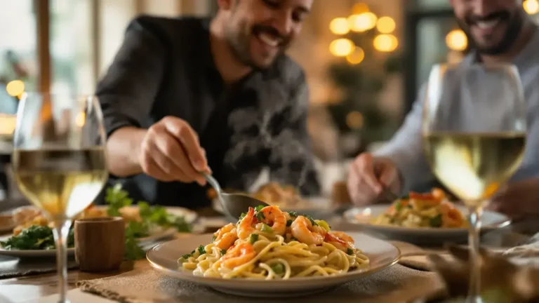 Linguine s pórkem, krevetami a jemnou smetanovou omáčkou potěší vaše chuťové pohárky